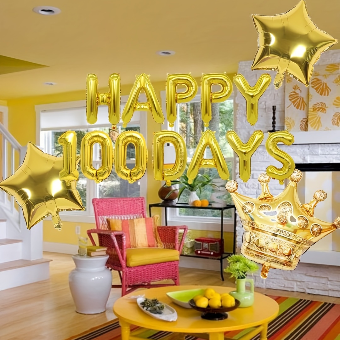 Set HAPPY 100 DAY Foil Balloons Letter Banner Happy 100 - Temu