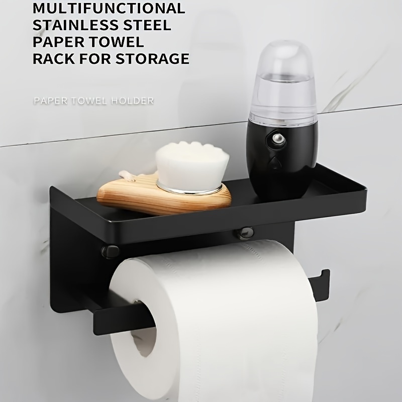 Moderno portarrollos de papel higiénico con estante, soporte para papel  higiénico para baño, soporte de papel higiénico para pegar en la pared