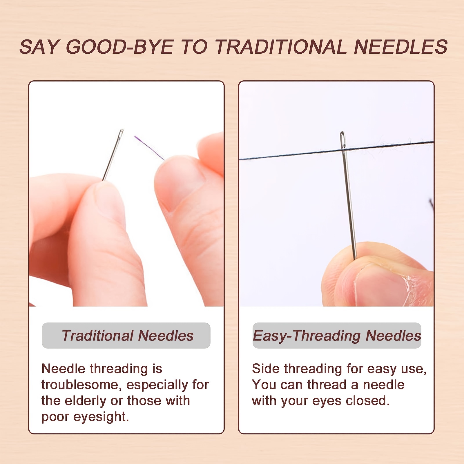 Embroidery Needles With Wooden Storage Box Hand Sewing - Temu