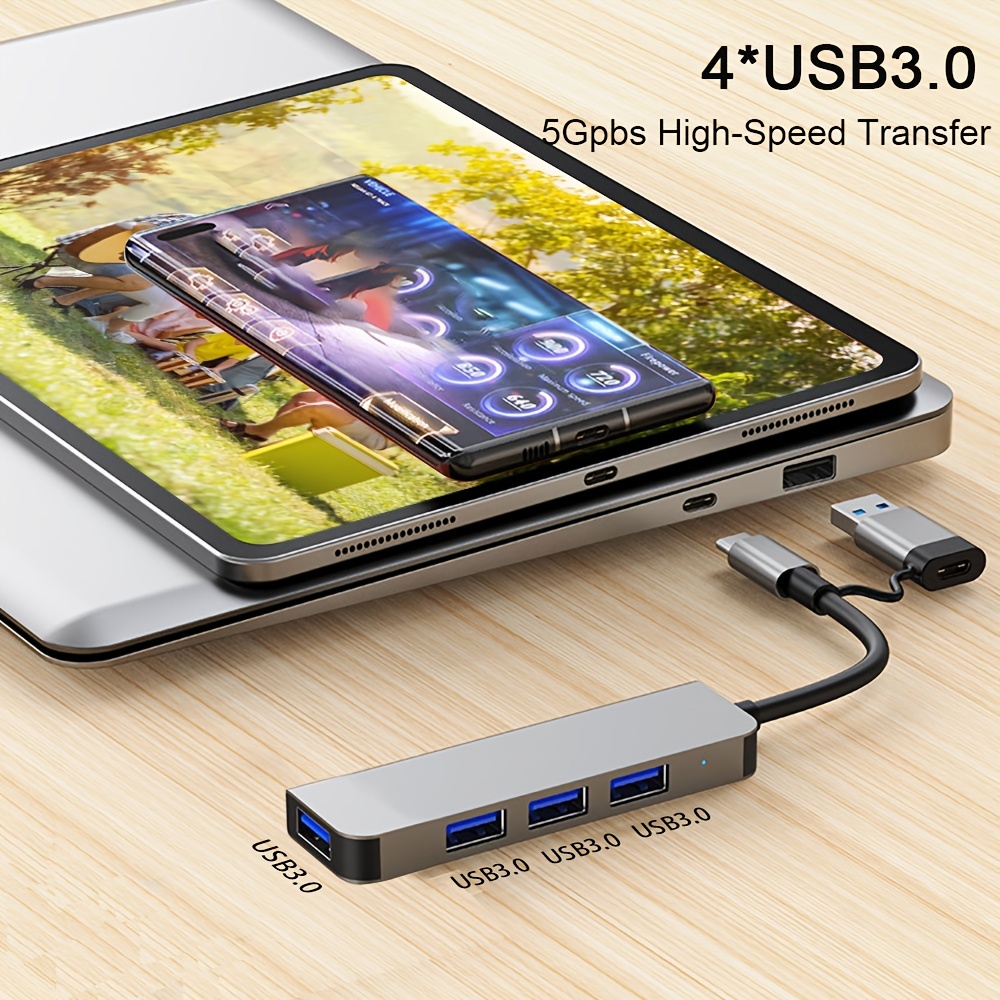 4-Port USB 3.0 Hub, Ultra-Slim USB 3.0 Hub Compatible for MacBook