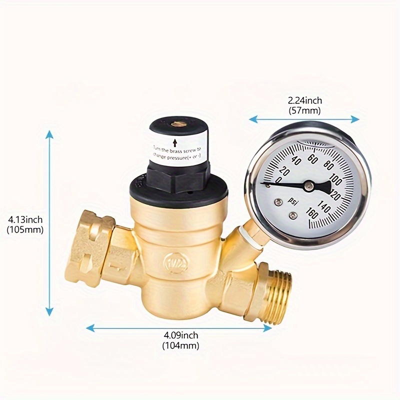 Drado Pressure Reducer DN15 1/2 Inch Brass Water Pressure Regulator  Pressure Reducer With Pressure Gauge