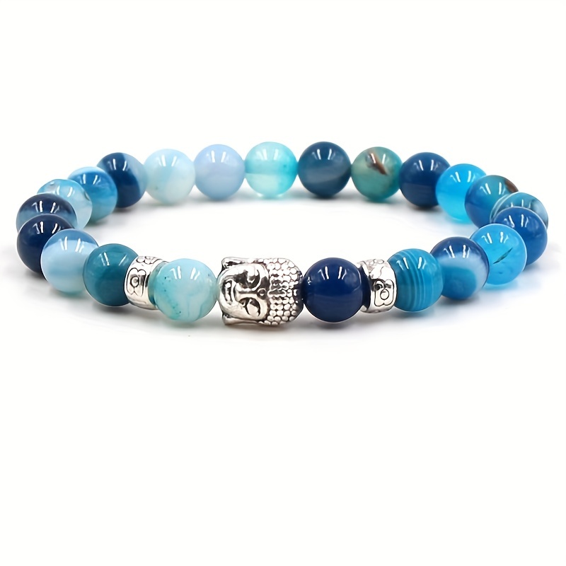 Natural Agate Stretch Hand String Yoga Buddha Bracelet