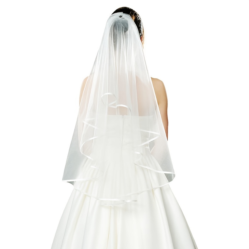 Solid Bridal Veil With Hair Comb