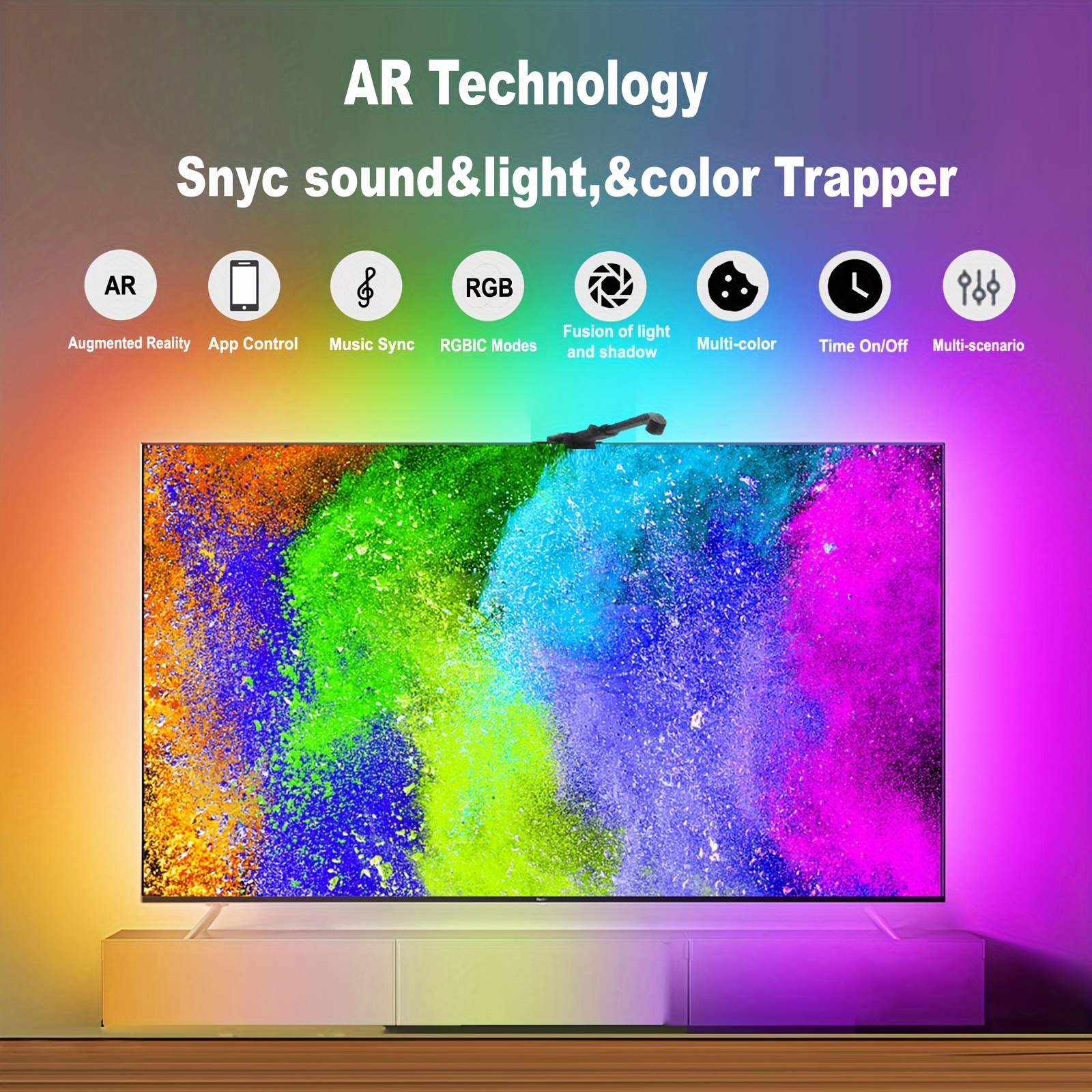 Tv Led Backlight With Ar Sensor Camera Music Sync - Temu