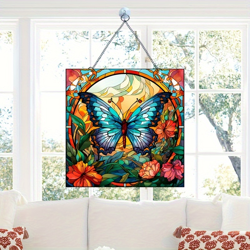 Butterfly Stained Suncatcher Stained Glass Window Hanging - Temu