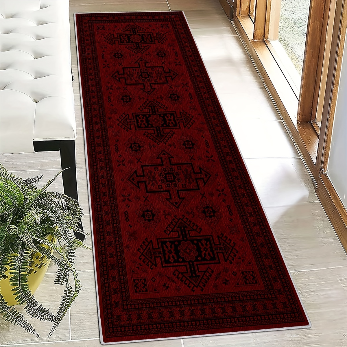 Boho Geometric Pattern Long Bathroom Mat, Hallway Rug Runner Bath Rug,  Machine Washable Shower Carpet, Soft Non-slip Stair Carpet Runner, For  Bathroom Living Room Bedroom, Bathroom Decor - Temu