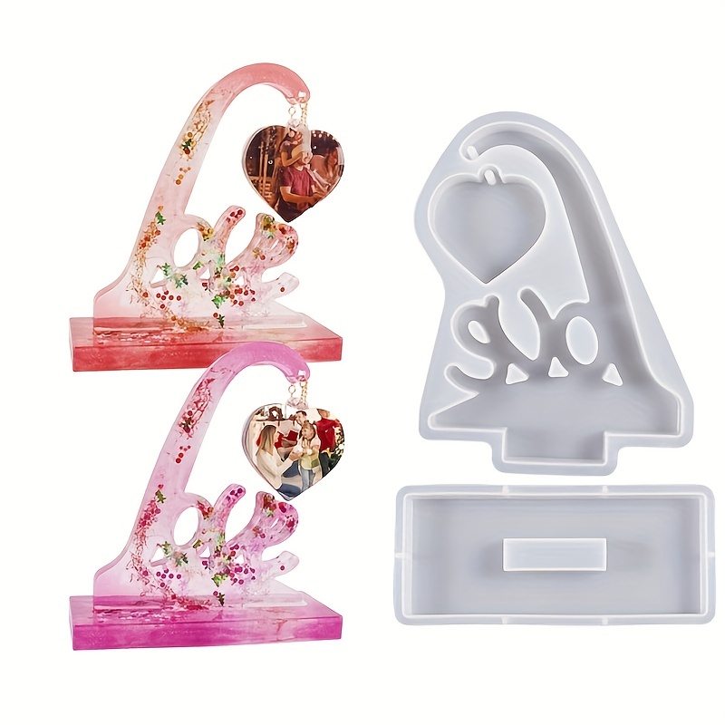 Playing Mold Photo Frame Resin Molds Silicone, Resin Picture Frames Molds for Epoxy Resin, Love Theme Heart Shape & Love Word Silicone Epoxy Molds