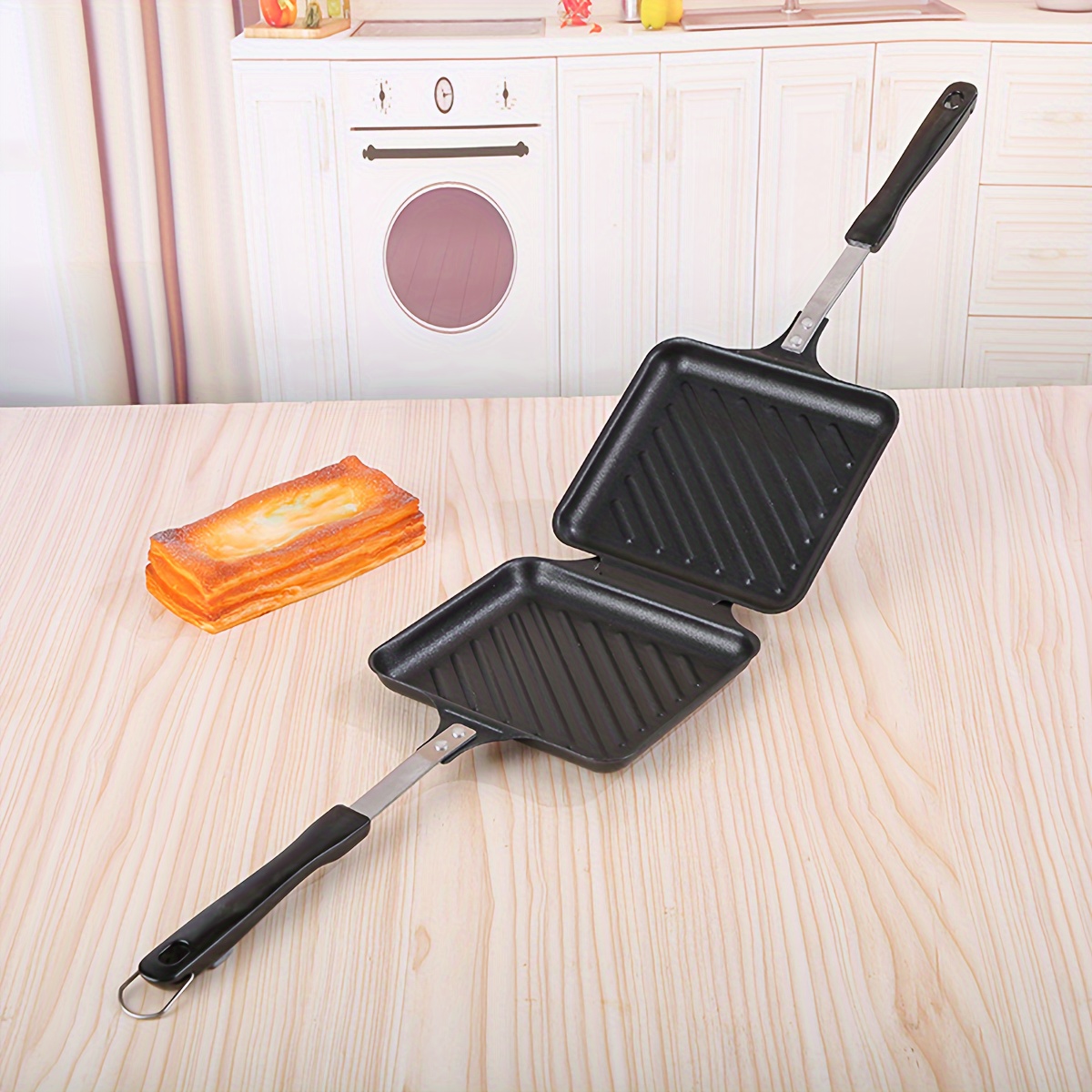 Double Sided Frying Pan, Sandwich Grill Maker With Non Stick Cast