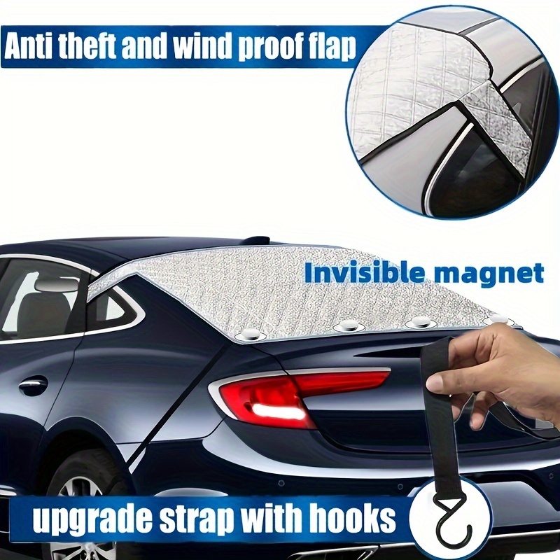 

Rear Windshield Snow Cover, Windshield Cover For Ice And Snow, With 4 Magnetic Suction Points And 2 Fixed Hooks, Suitable For Most Sedans And Suvs