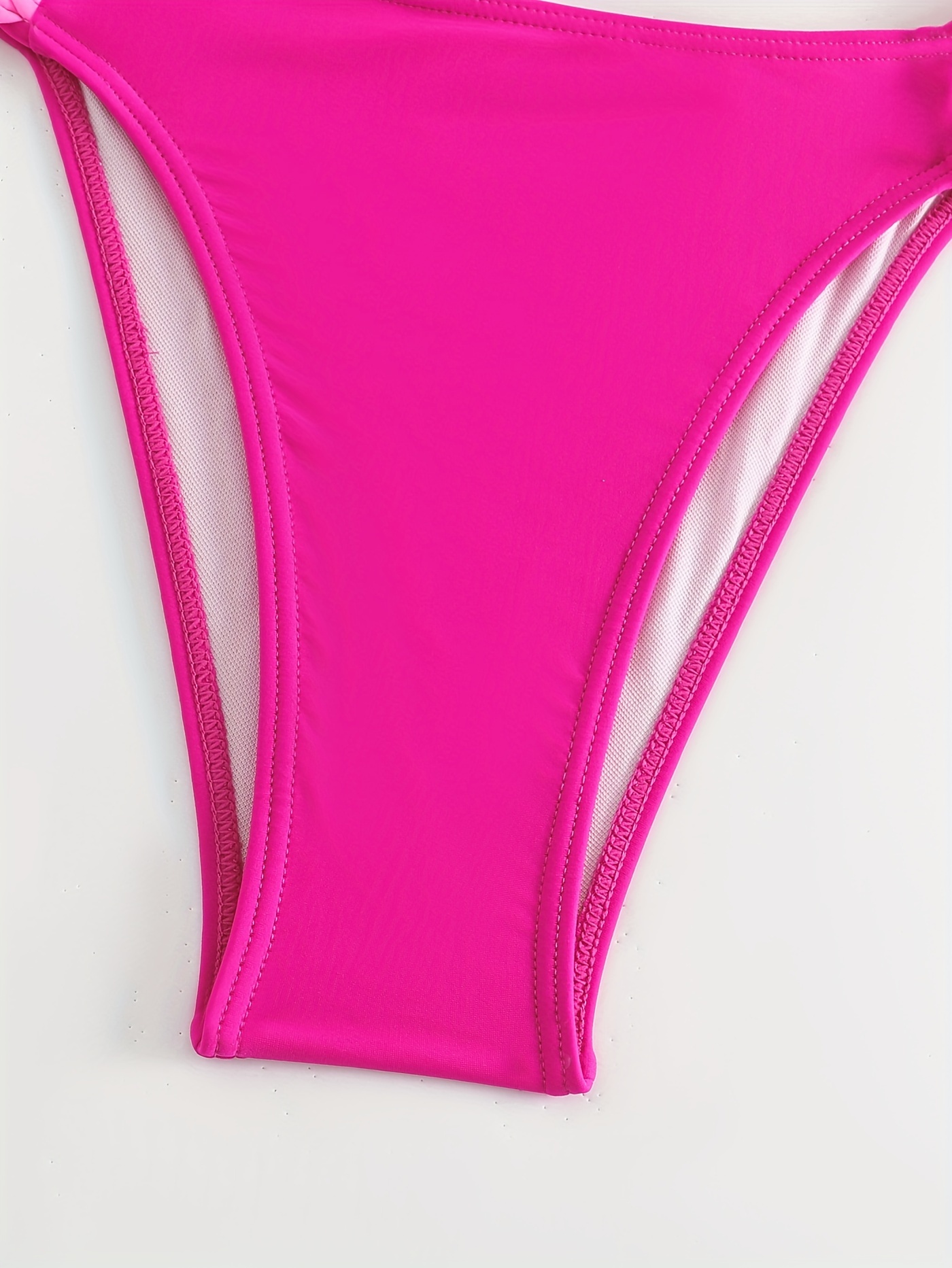 Color Block Braided Strap Halter Bikini Tie Neck Hollow - Temu Canada