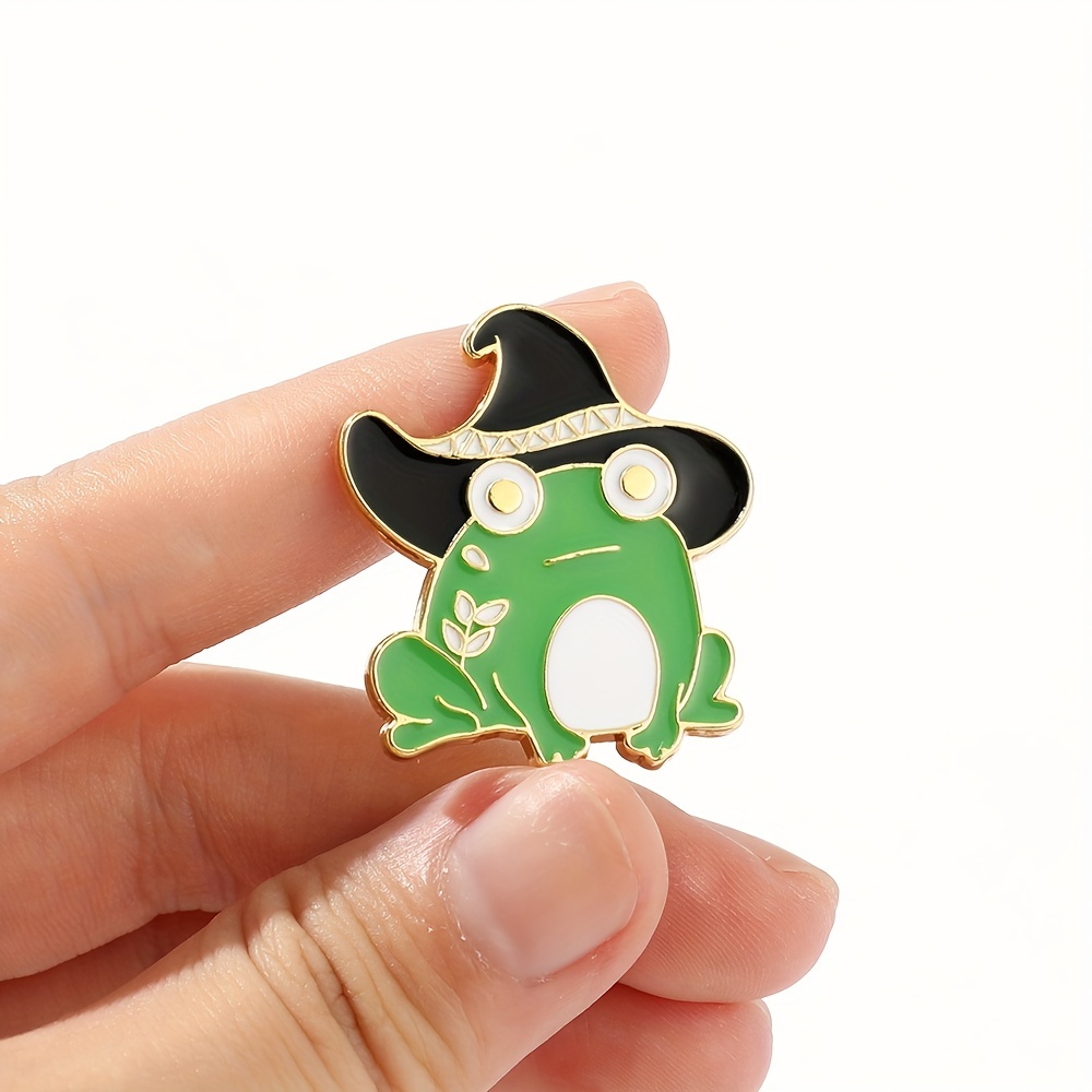 Cute Funny Frog Brooch Gesture Animal Enamel Pin Denim Lapel