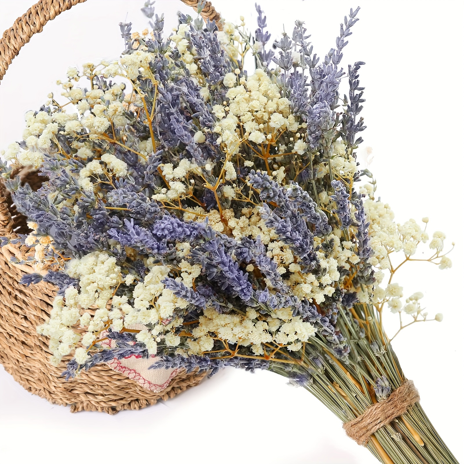 

Lavender Bouquet &gypsophila, Natural Fragrant Dried Flowers Bouquet For Home And Living Room Decor Diy, Perfect For Wedding Decoration