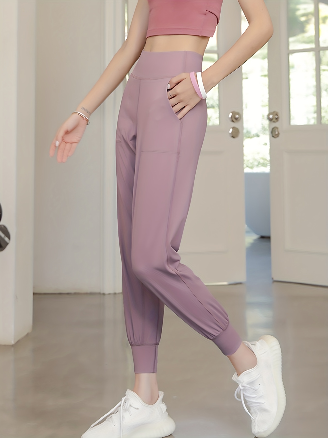 nsendm Unisex Pants Adult Yoga Pants for Women Tall with Pocket Sports Yoga  Shorts Pocket Fashion Women's Pants Fold over Yoga Pants for(Black, M)