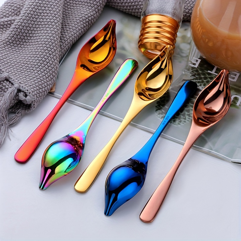 2Pcs 304 Stainless Steel Rice Spoon Gold Square Spoon Ladle