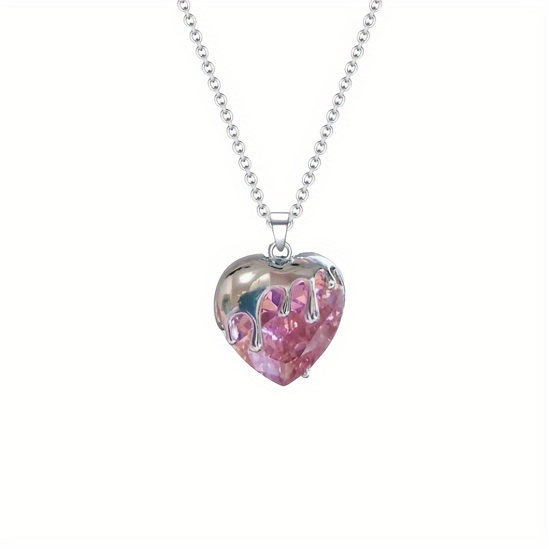 Creative And Exquisite * Heart Pendant Collar Necklace Versatile Birthday Party Jewelry Accessories Commemorative Gift For Girls