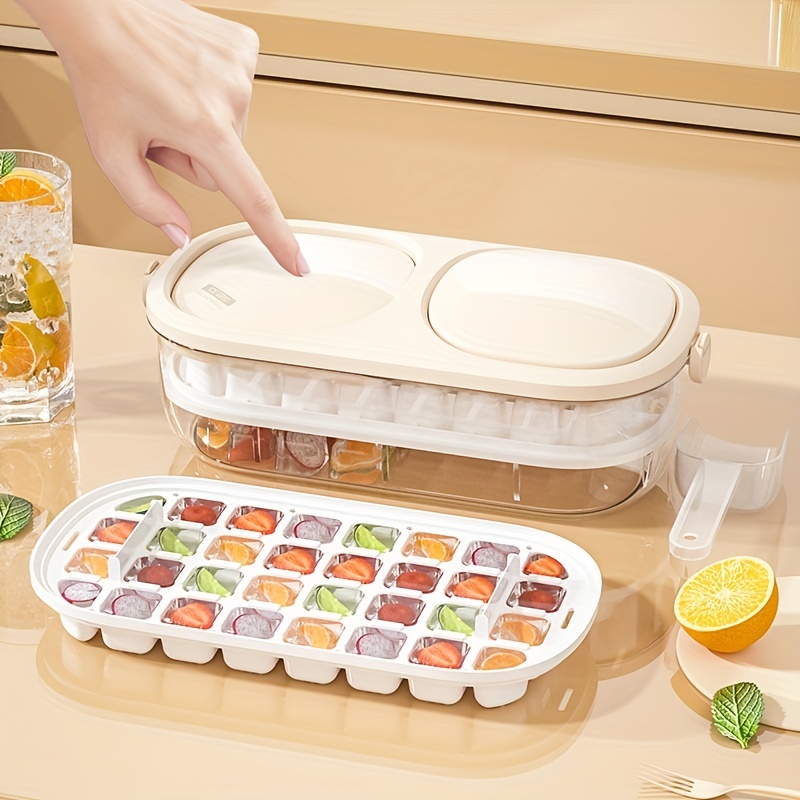 One-button Freeze Ice Cube Press Ice Tray Mold Refrigerator Square Pp Ice  Tray Ice Storage Box Kitchen Tool Ice Box - Temu