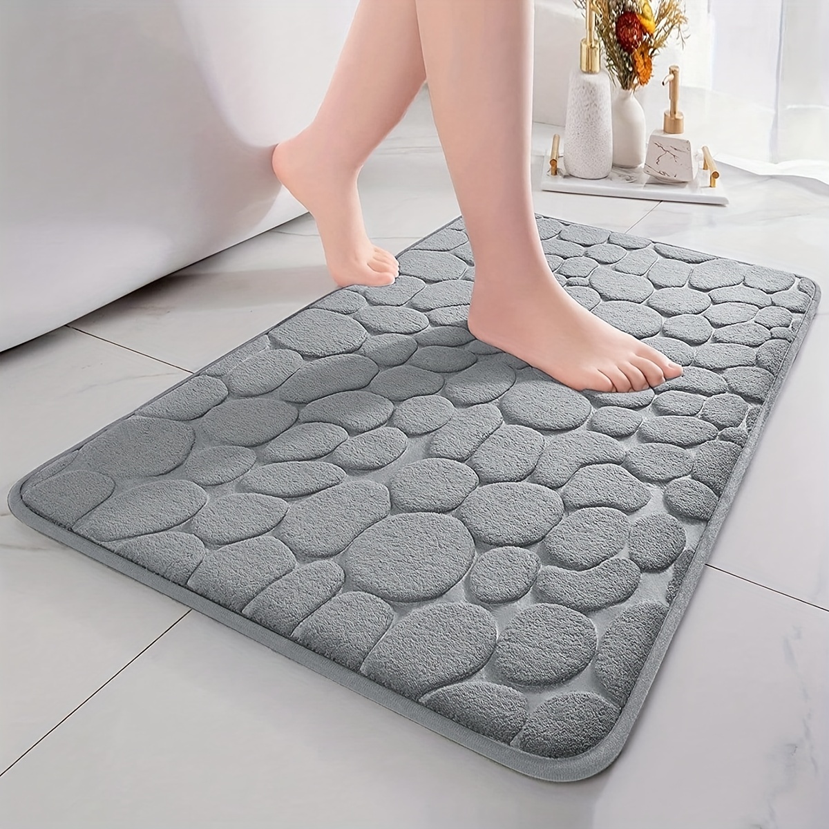 RV Alfombra de baño Antideslizante de Piedra - Gris, Espuma viscoelástica -  Alfombra de baño 40 * 60 cm, Felpudo para Puerta, tapete para pies  absorbente de Agua, Entrada al baño, Sala