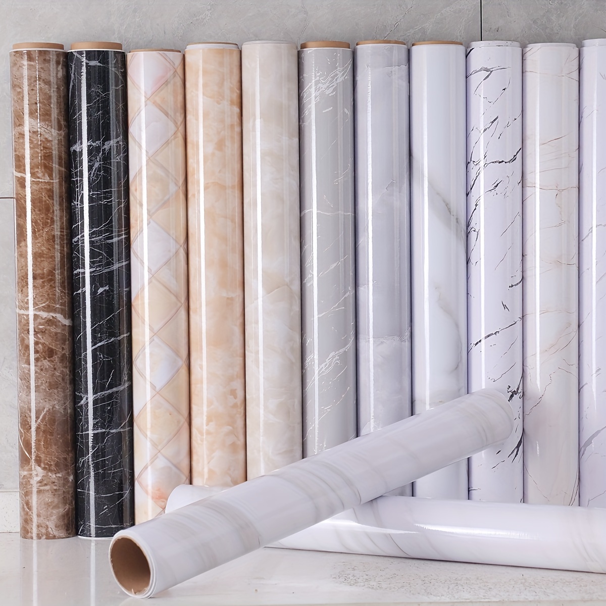 Película decorativa autoadhesiva de vinilo blanco brillante para  reacondicionamiento de muebles, papel tapiz autoadhesivo de PVC para  encimera de cocina y armario - AliExpress