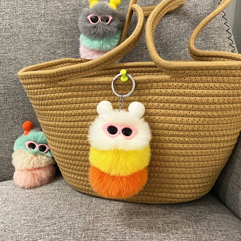 Cute Cartoon Plush Doll Pom Pom Monster Keychain Car Pendant Keyring  Ornament Bag Purse Charm Accessories - Temu Norway