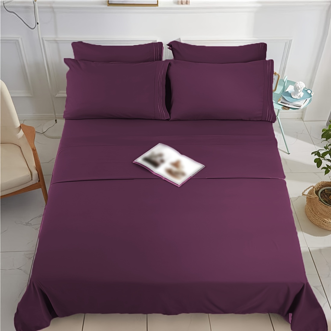 Solid Color Fitted Sheet Set (fitted Sheet + Pillowcase - Temu