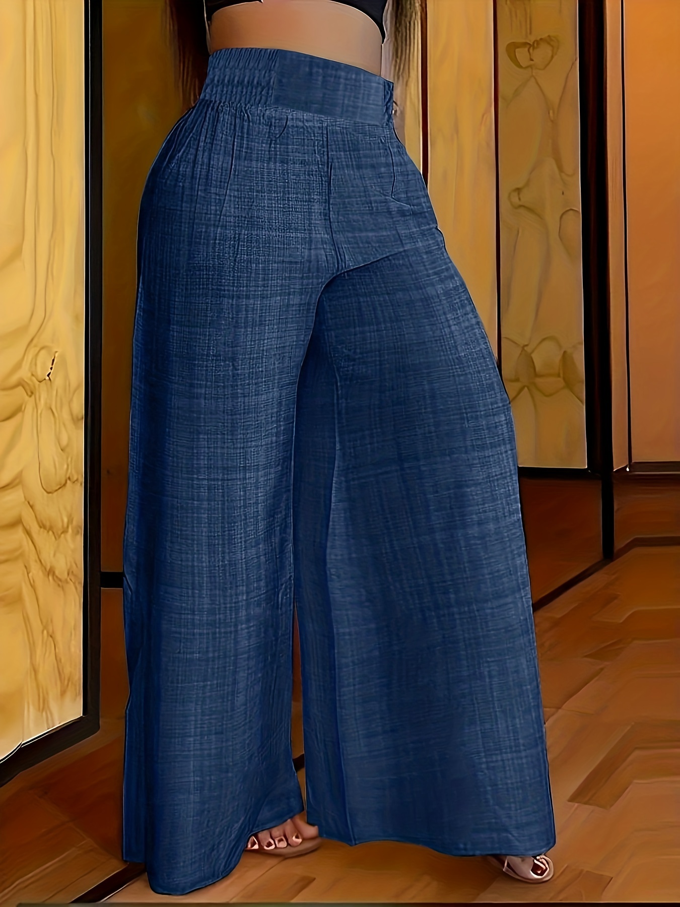 Nuevo Pantalón De Cintura Alta Para Mujer Palazzo Pantalones Anchos de  Pierna Ancha Pantalones Casuales Sueltos de Mujer