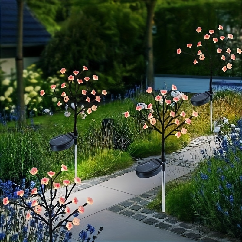 1pc solar flowers lights 20 led solar waterproof lights for outdoor pathway patio yard garden decoration for halloween christmas new year decoration details 0