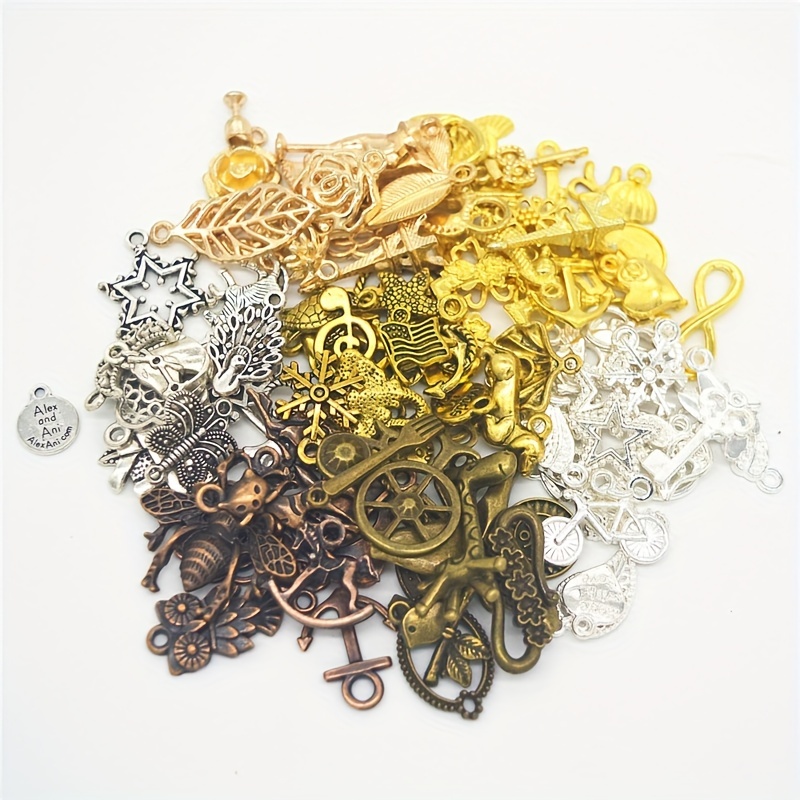 10pcs Mixed Alloy Mini Scissors Charms Bulk Antique Silver/Gold