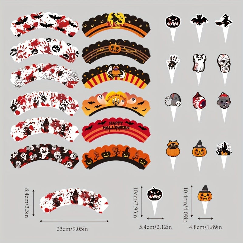 Halloween Cake Topper, 24 Pcs Bloody Scissors Bat Cake Decoration