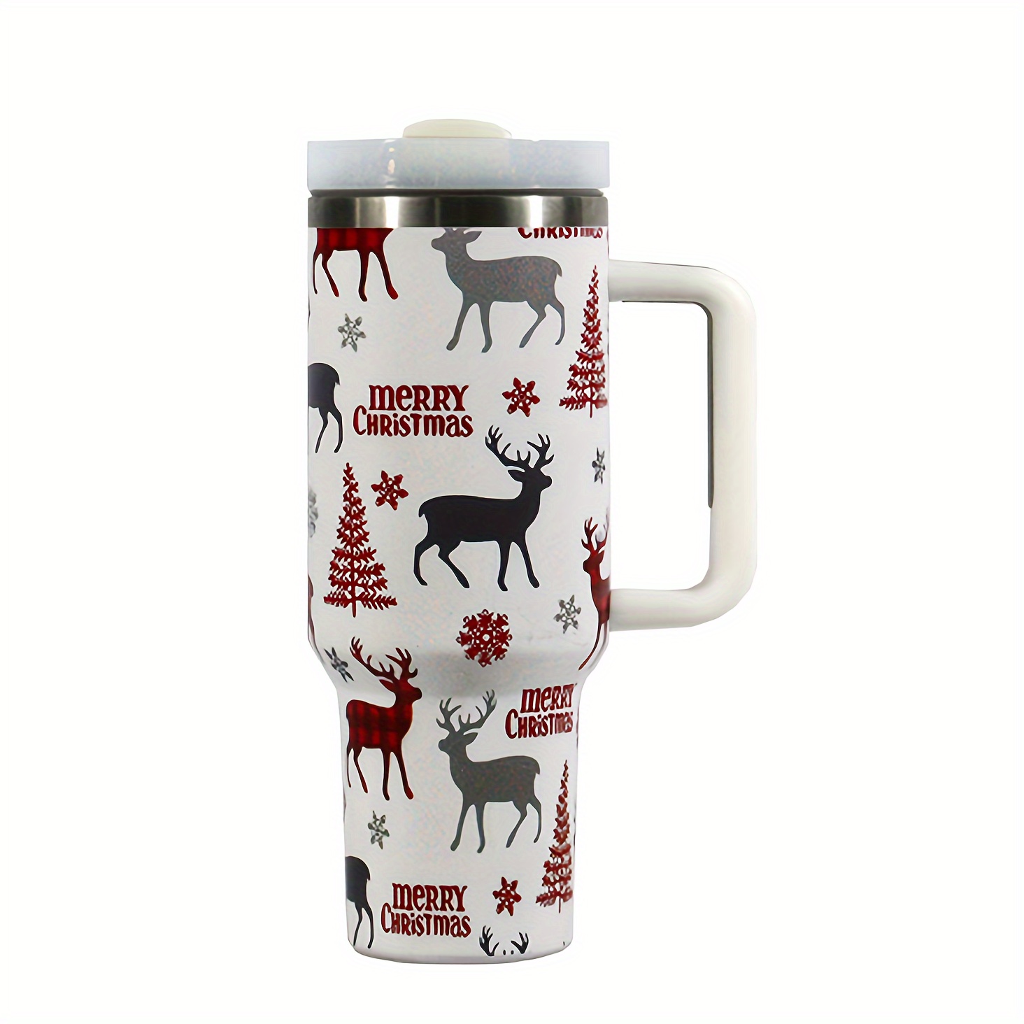 Merry Christmas Reindeer Pattern Water Bottle