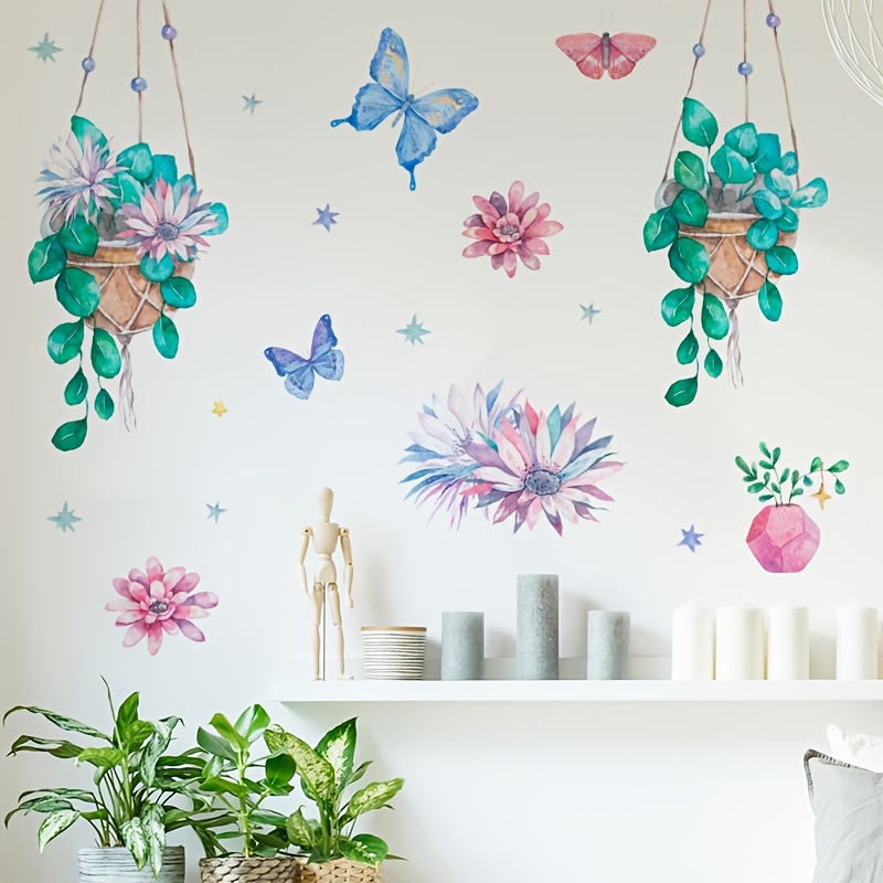 Stickers Muraux Salon Plante Autocollant Mural Fleurs Papillon Deco Murale  Convient Pour Chambre Adulte Mur Salon Bureau Déc[J7771]