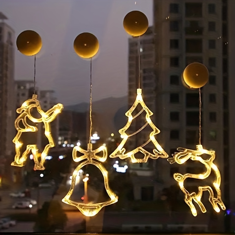 3pcs LED Lumières de Ventouse de Noël, Noël Lustre à Ventouse de