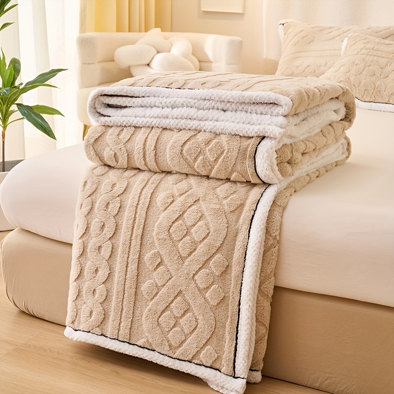 Thick Jacquard Weave Imitation Plush Blanket 3d Stylish - Temu Philippines