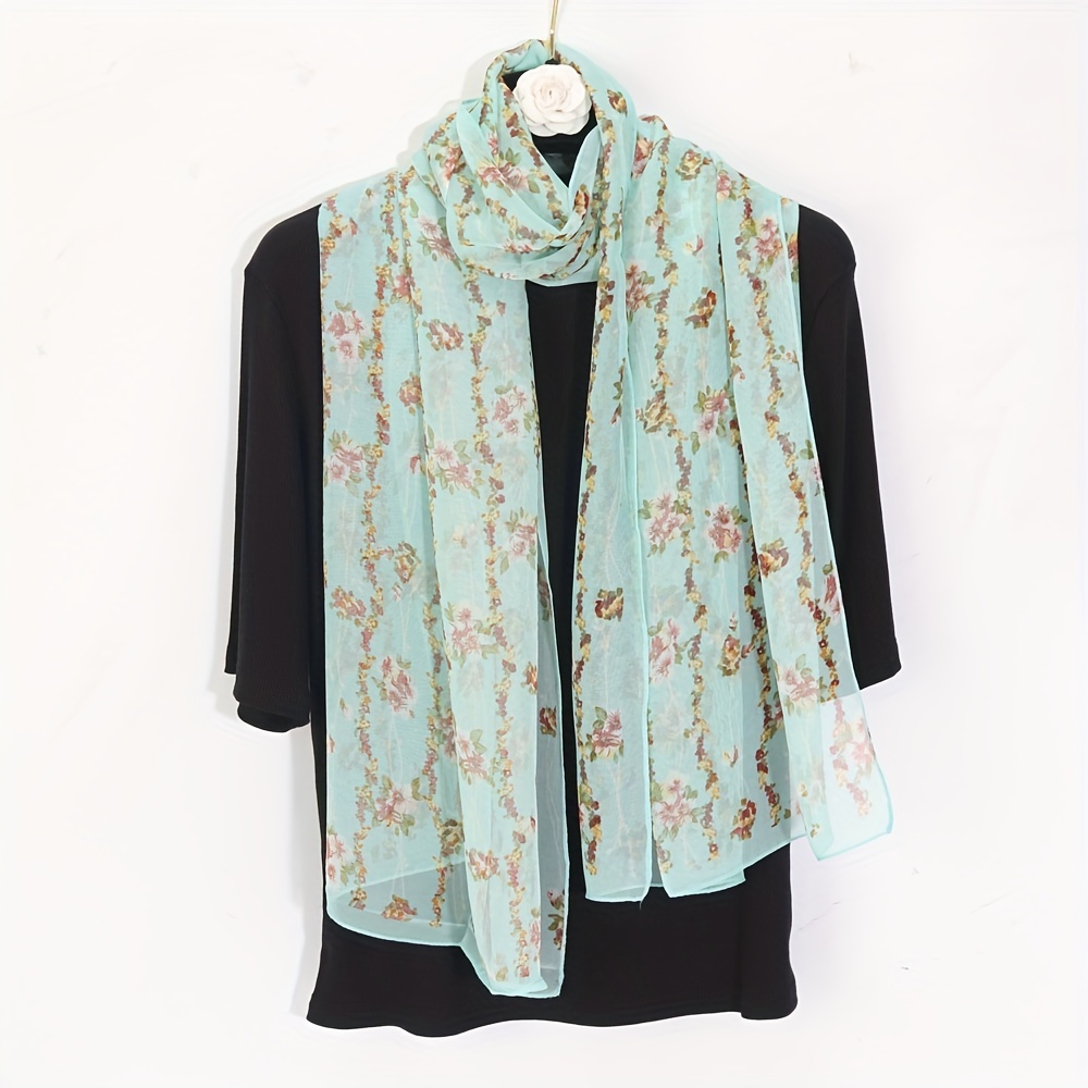 Vintage Floral Pattern Yarn Scarf Lightweight Breathable Shawl