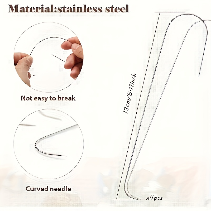 Big Eye Curved Beading Needles Stainless Steel Sewing Needles DIY Bead  Spinner Needles Craft Making Sewing Tools