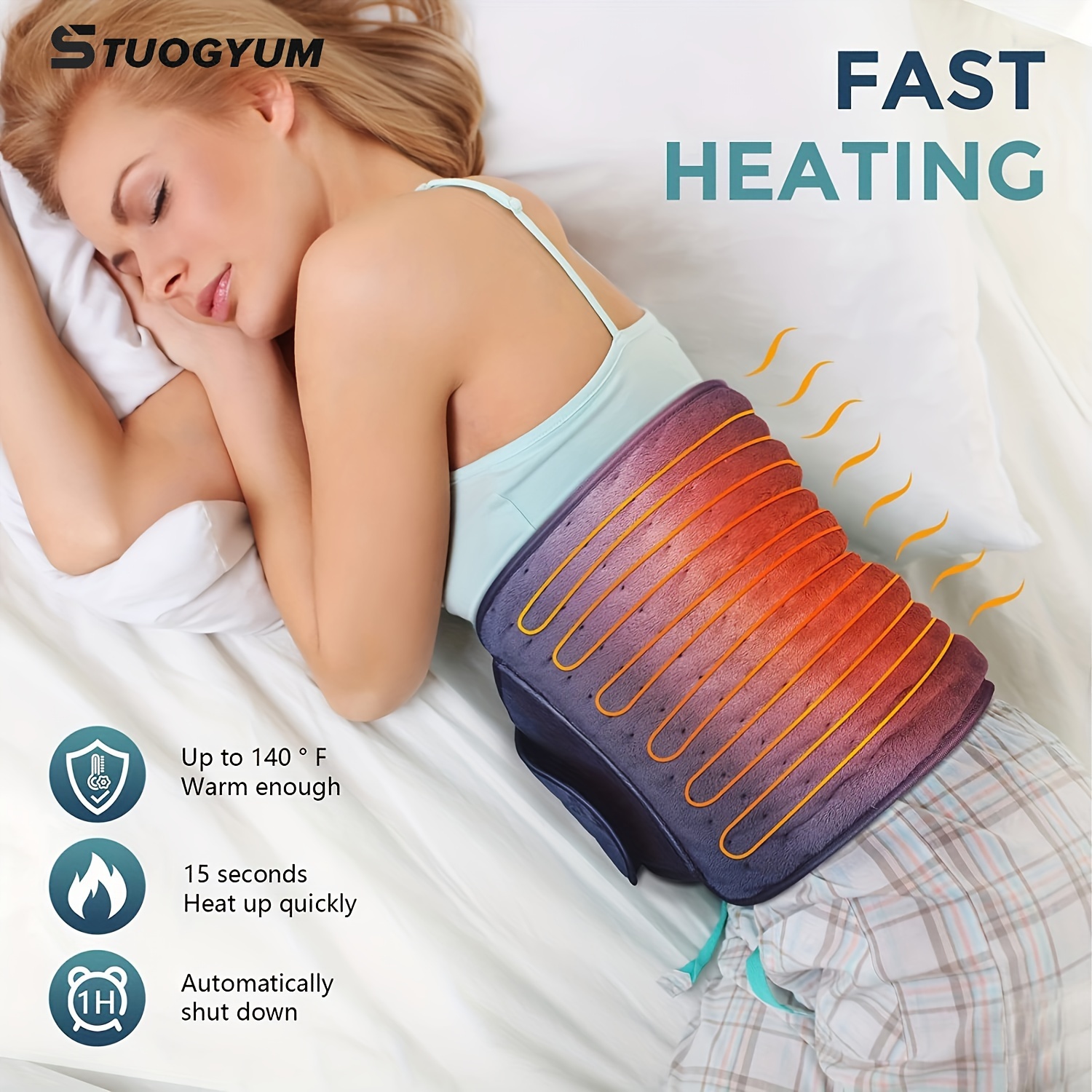 Almohadilla eléctrica de calefacción para espalda, hombros, abdomen,  piernas, brazos, almohadilla térmica eléctrica con ajustes de calor,  apagado