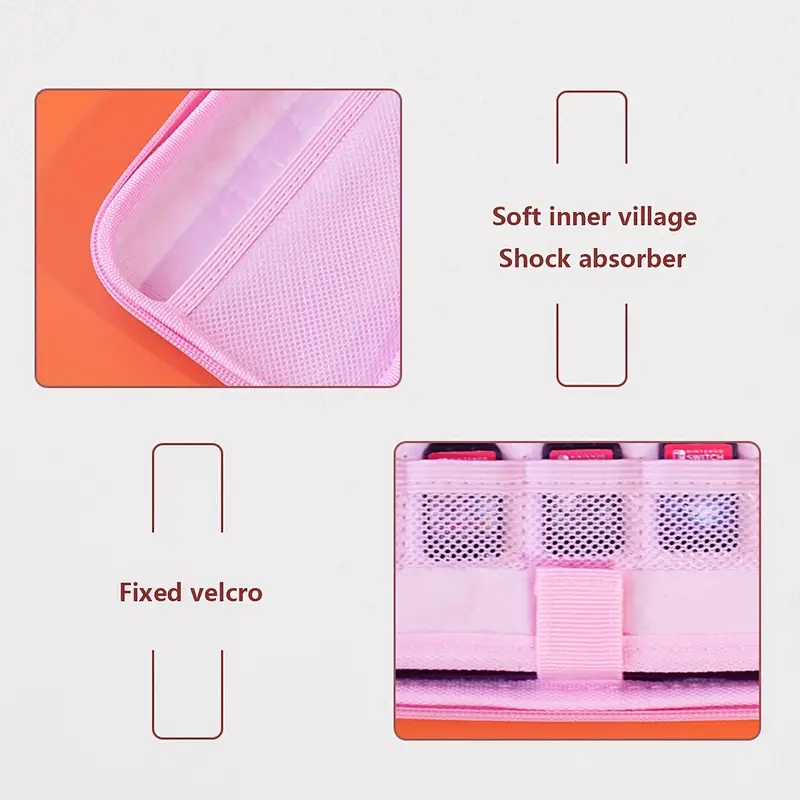 carrying case compatible with nintendo switch oled switch hard shell protective travel bag with 10 game card slots for ns switch console joy con accessories with 2 thumb grip cap pink fish scale details 4