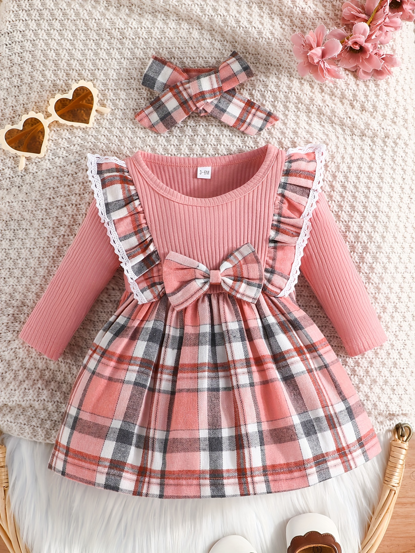 Baby Girls Autumn Winter Velvet Lace Bow Cute Dress Coquette - Temu