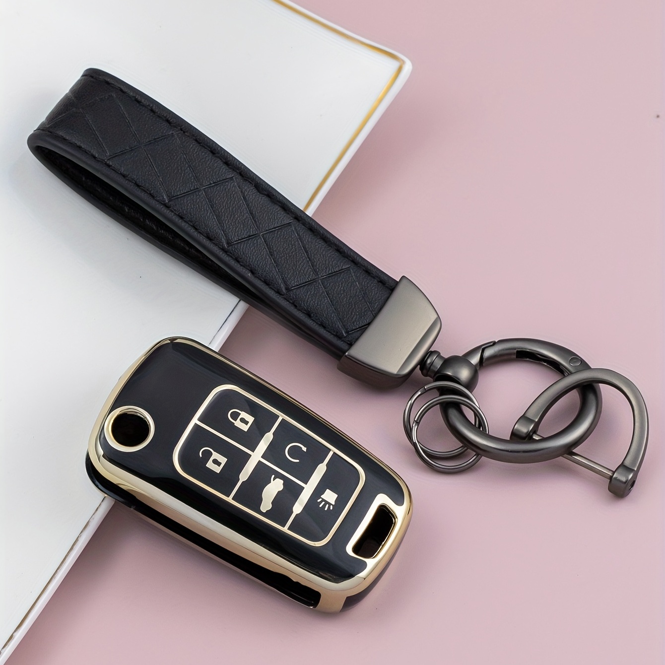 Handgemachte Leder Buick, Chevrolet, GMC Schlüsseltasche, 3 Knopf