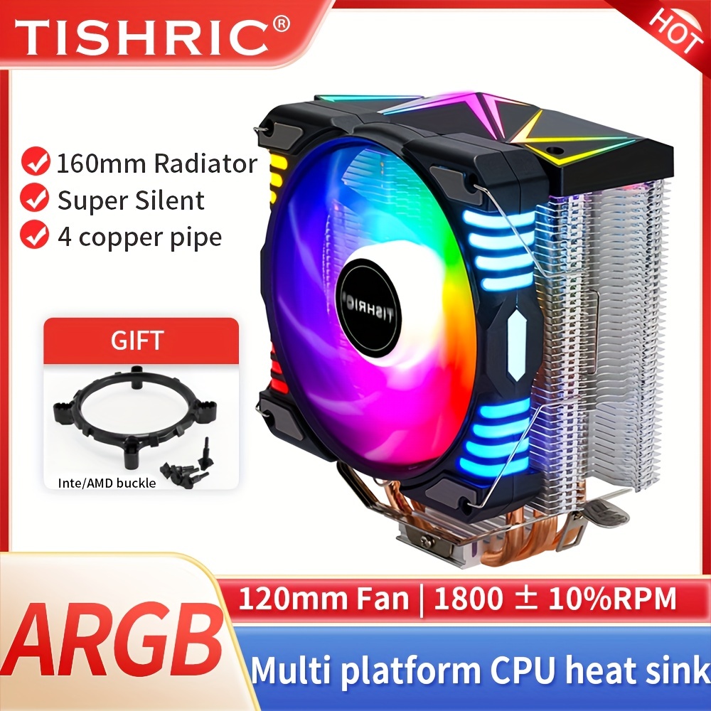TISHRIC Water Cooler CPU Ventola Di Raffreddamento RGB Cooler Per