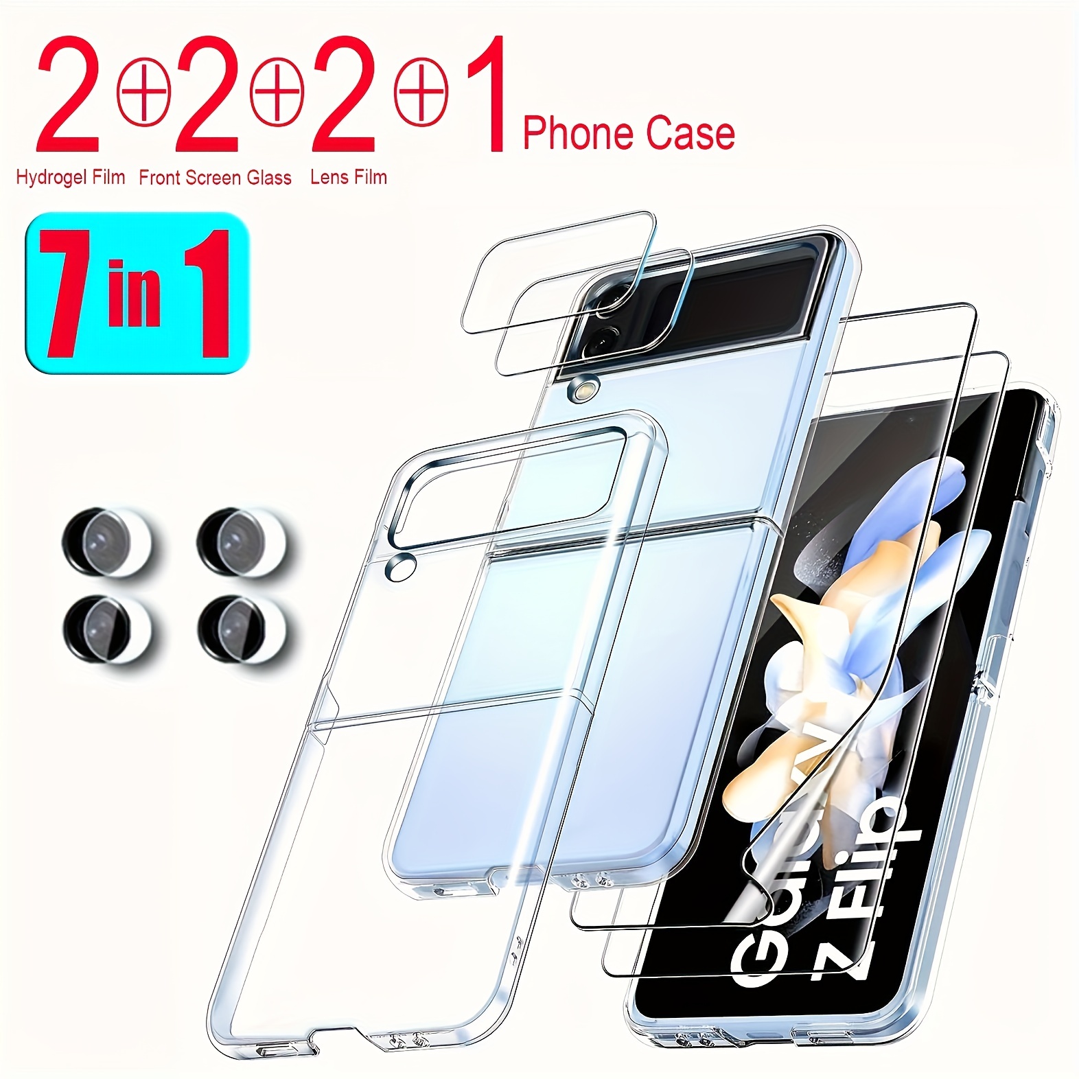 Cute 3D Crystal Bear Bracket Phone Case For Samsung Galaxy Z Flip 5 4 3  Laser Rainbow Gradient Hinge Protector Clear Slim Cover