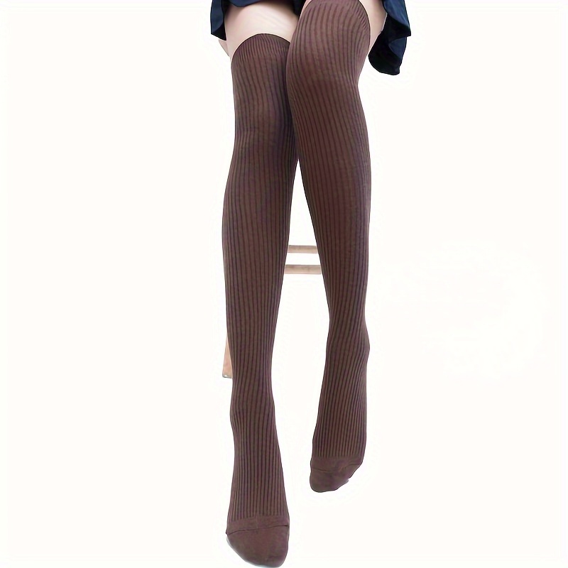 Women's Knee High Knitted Stockings Solid Comfort Outdoor Socks