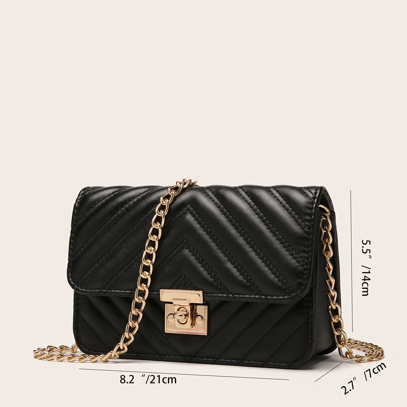 Quilted black purse with best sale gold chain