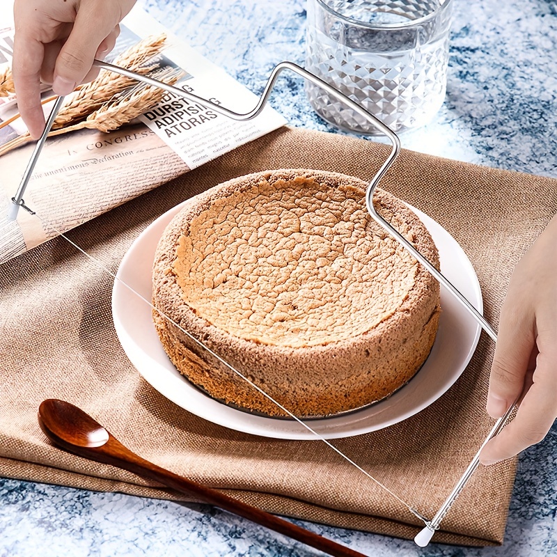 Oumefar Cortador de pasteles de doble alambre en forma de lazo, herramienta  de rebanar pan para tarta de queso para restaurante