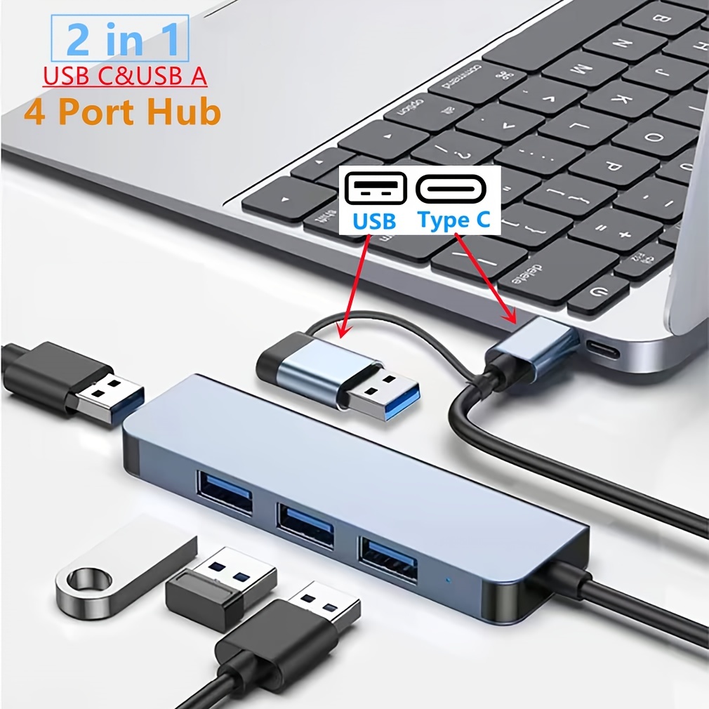 4 port Usb 3.0 Hub: Multi port Socket Type C Adapter Charger - Temu