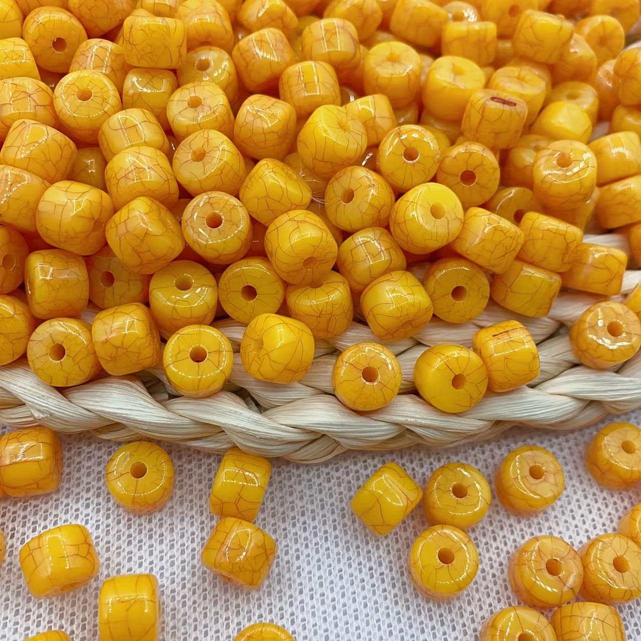 Orange Crackle Bead Bracelet 