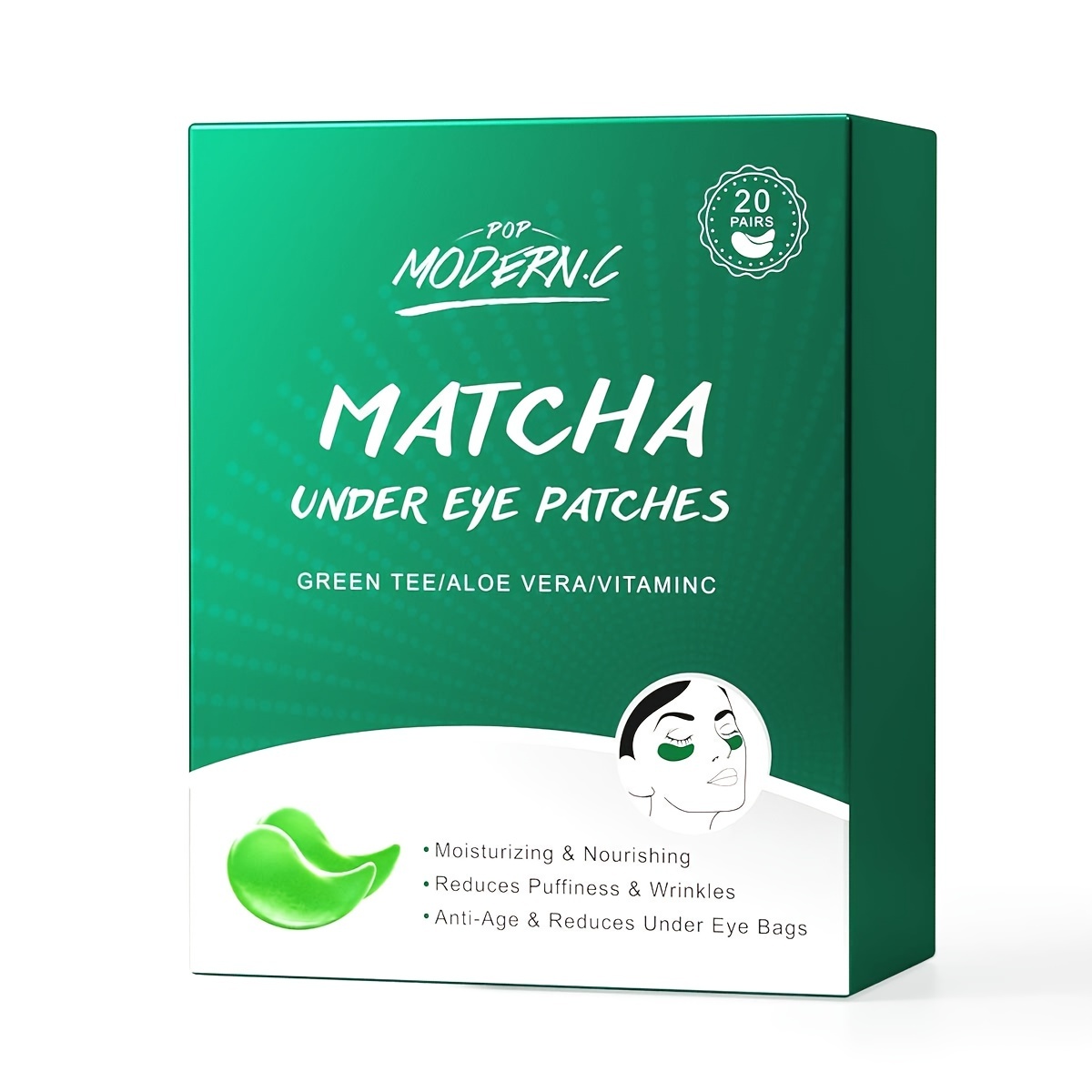 1pc Matcha Eye Mask Home Spa Skin Care Collagen Aloe Vera Reduce Dark Circles
