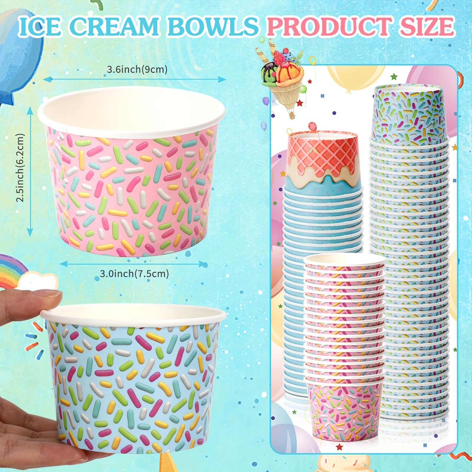 150 Pieces Football Paper Ice Cream Cups Game Day Party Supplies Disposable Ice  Cream Bowls Paper