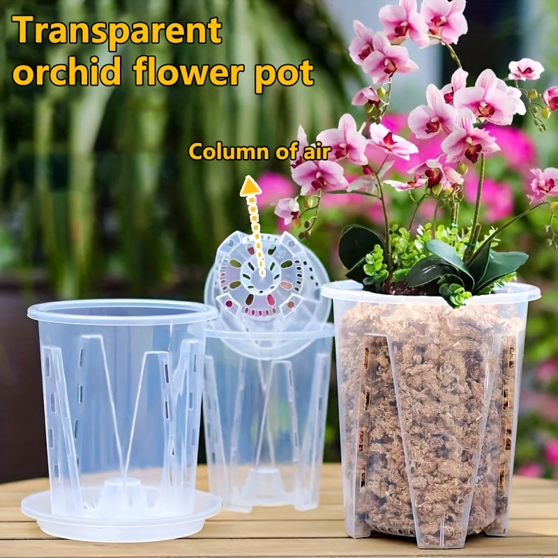 

3pcs, Clear Tall Slotted Air Vent Pots, Phalaenopsis Flower Pot: Root-controlled, Perforated, Velvet Bamboo, Calla Lily & More - Perfect For Indoor & Outdoor Garden Decor