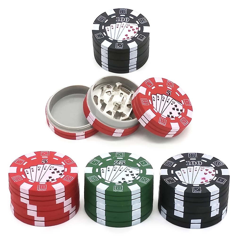 1 Pack 3 Layers Poker Chip Style Herb Herbal Tobacco Grinder Grinders Smoking Pipe Accessories Gadget Red Green Black