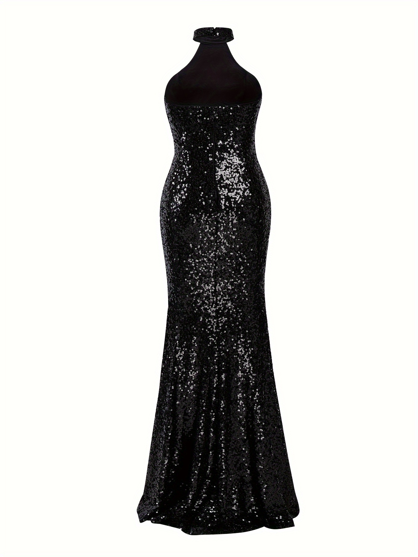 contrast sequin split thigh dress elegant sleeveless solid party maxi dress womens clothing